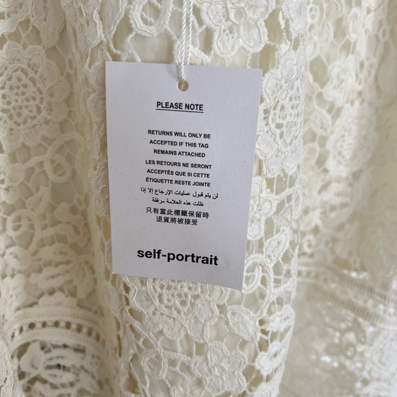 NWT Self Portrait Ivory Floral Guipure Midi Dress - US 0 - Picture 6 of 7